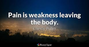 Chesty Puller - Pain is weakness leaving the body.